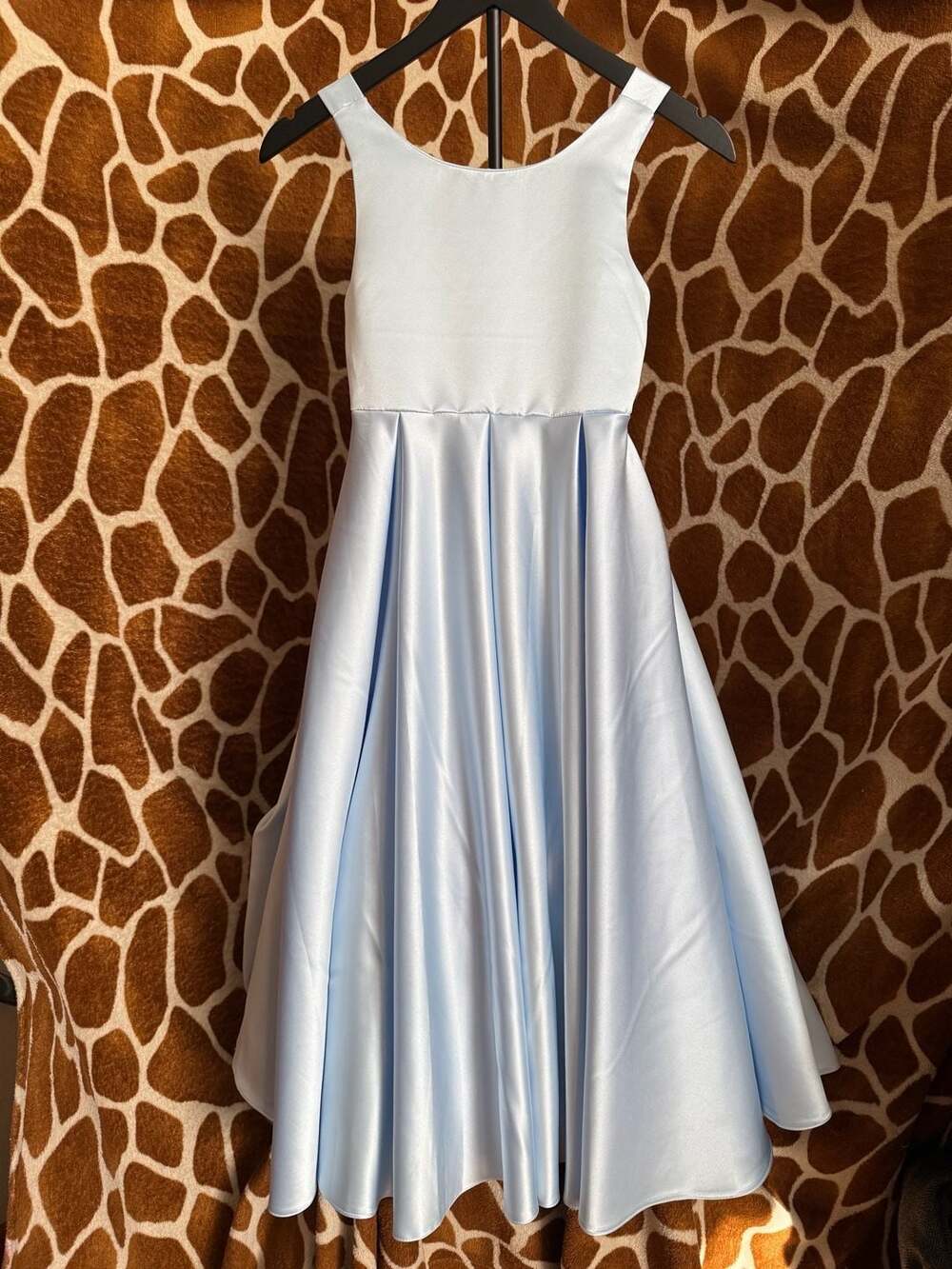 Flower Girl Bridesmaid Soft Satin Sleeveless Dress Baby Blue